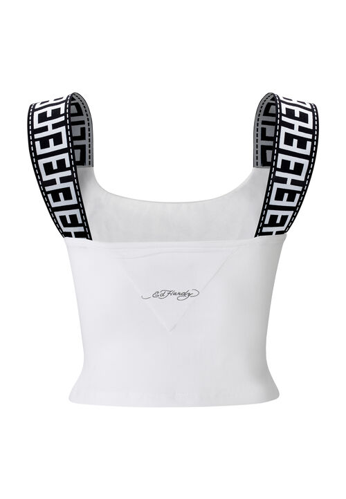 TIGER GLOW TAPE CROP TANK TOP WHITE Blanco S